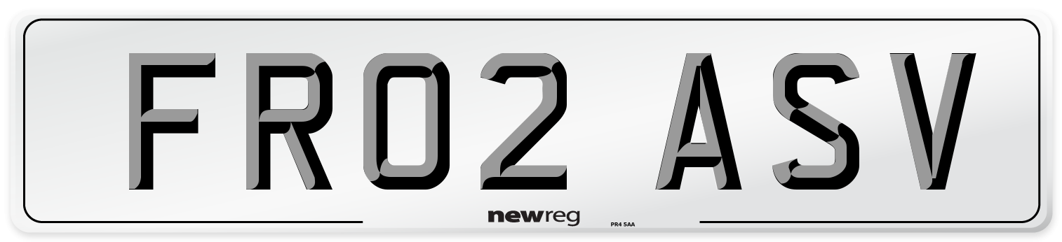 FR02 ASV Number Plate from New Reg